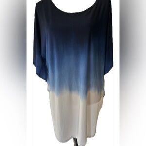 EUC Clara Sun Woo Ombre Cascade Sleeve Blouse Womens Size 1X Blue Oversized